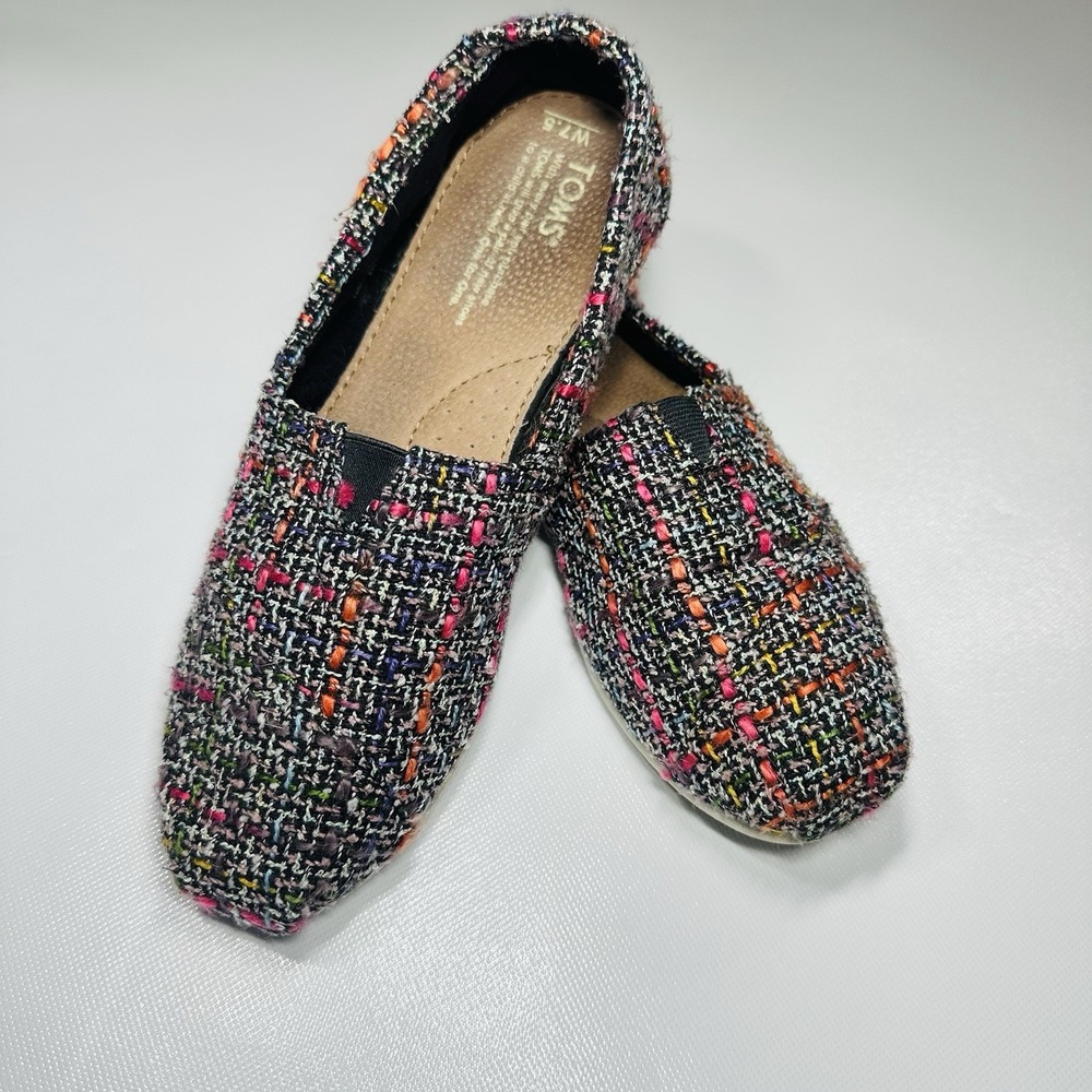 TOMS Women's 7.5 Multicolor Tweed Slip On Flats Comfort Casual Loafers Boho